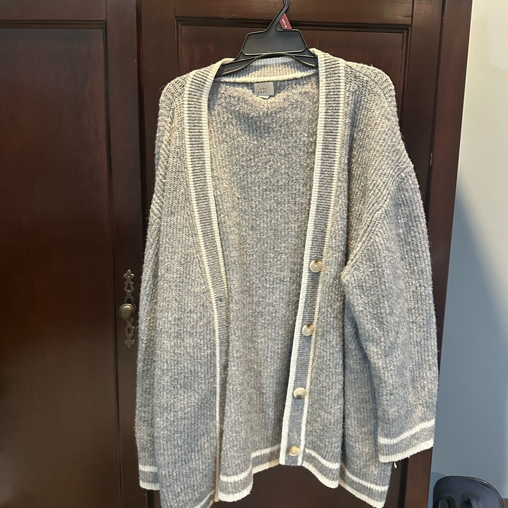 Target Gray Cardigan with White Accents